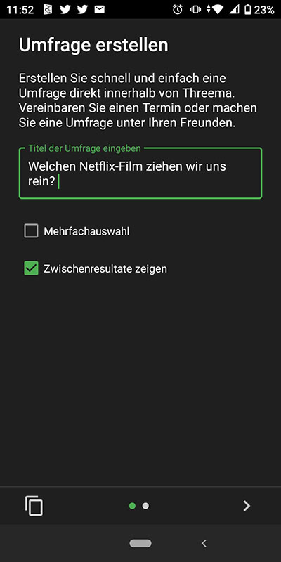 Erstellen einer Umfrage in Threema