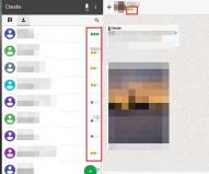 Kontaktliste, dahinter die farbigen Punkte