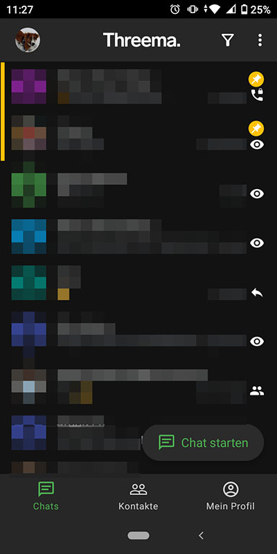 Threema im Dunkelmodus