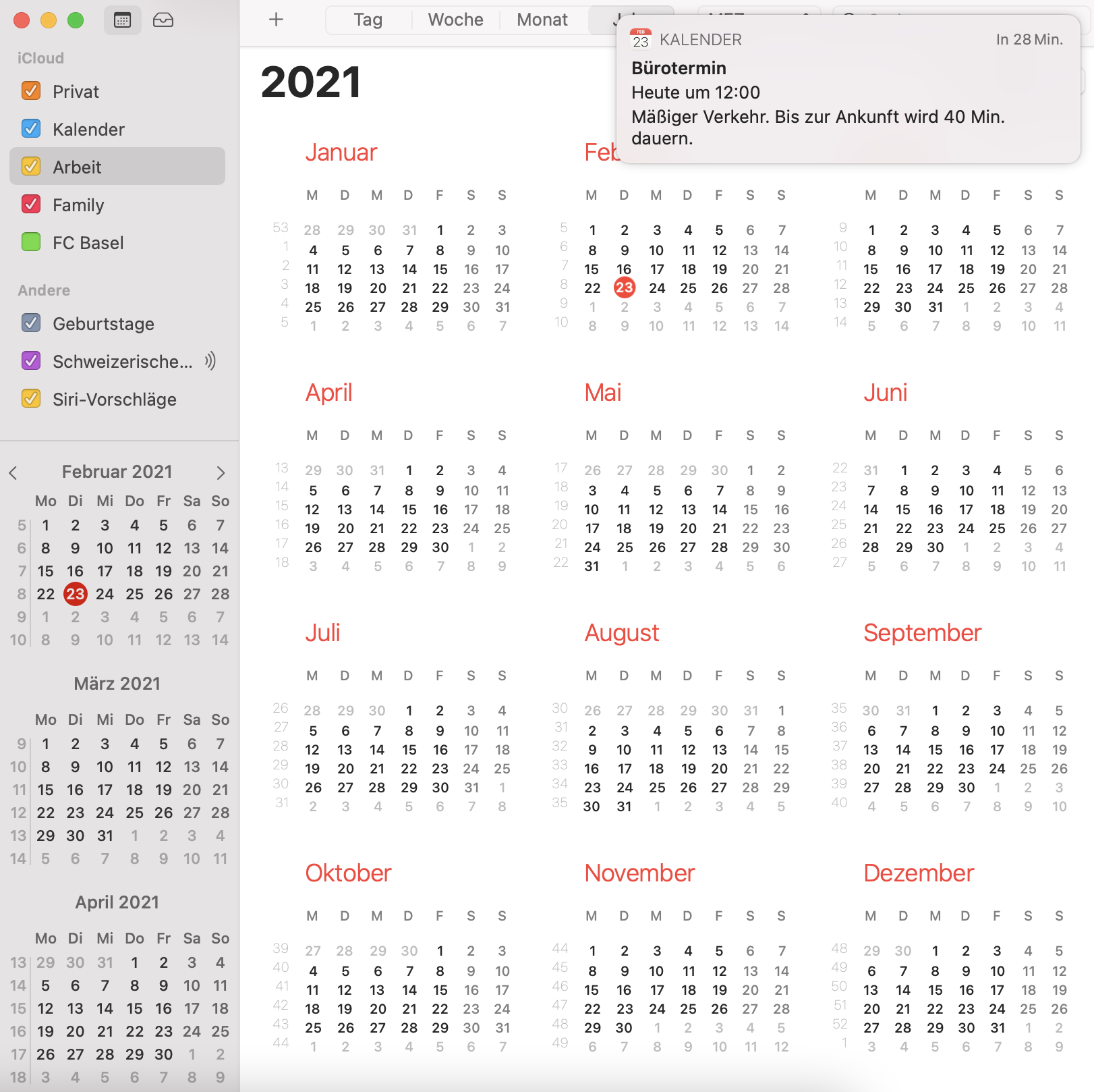 Screenshot Terminerinnerung