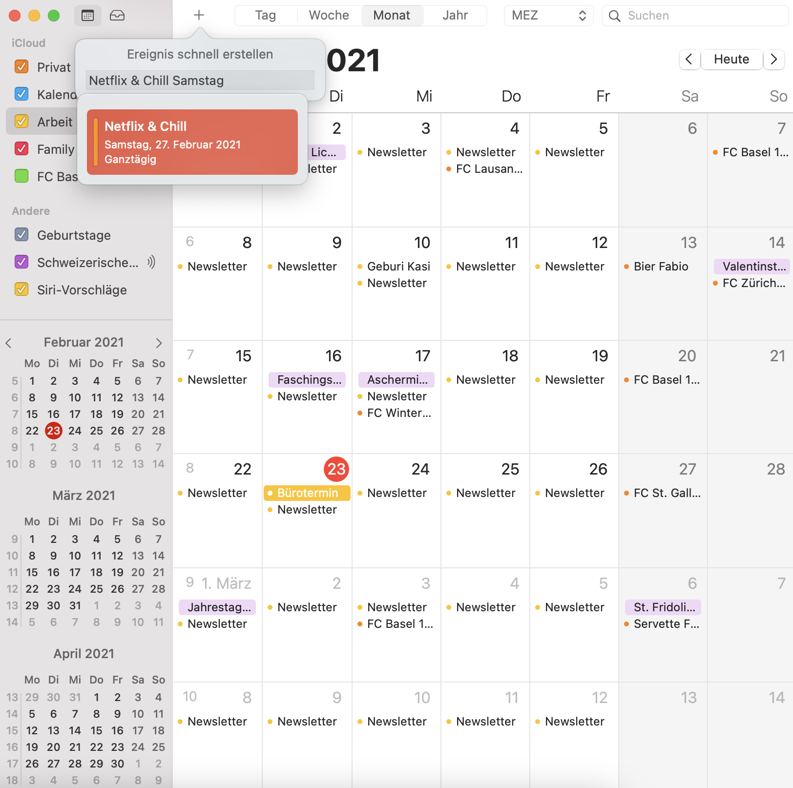 Screenshot Terminerfassung