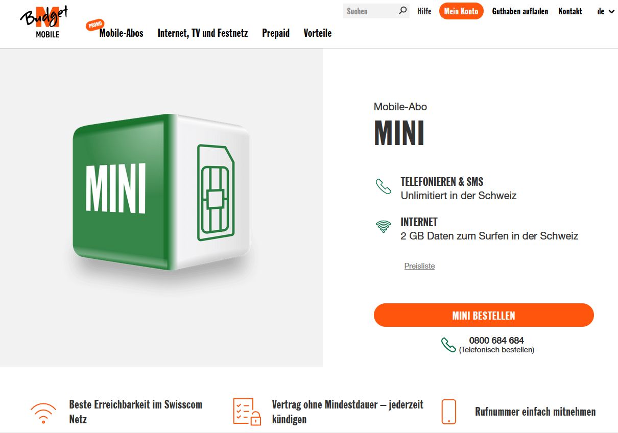 Das Infobanner zum M-Budget-Mini-Abo