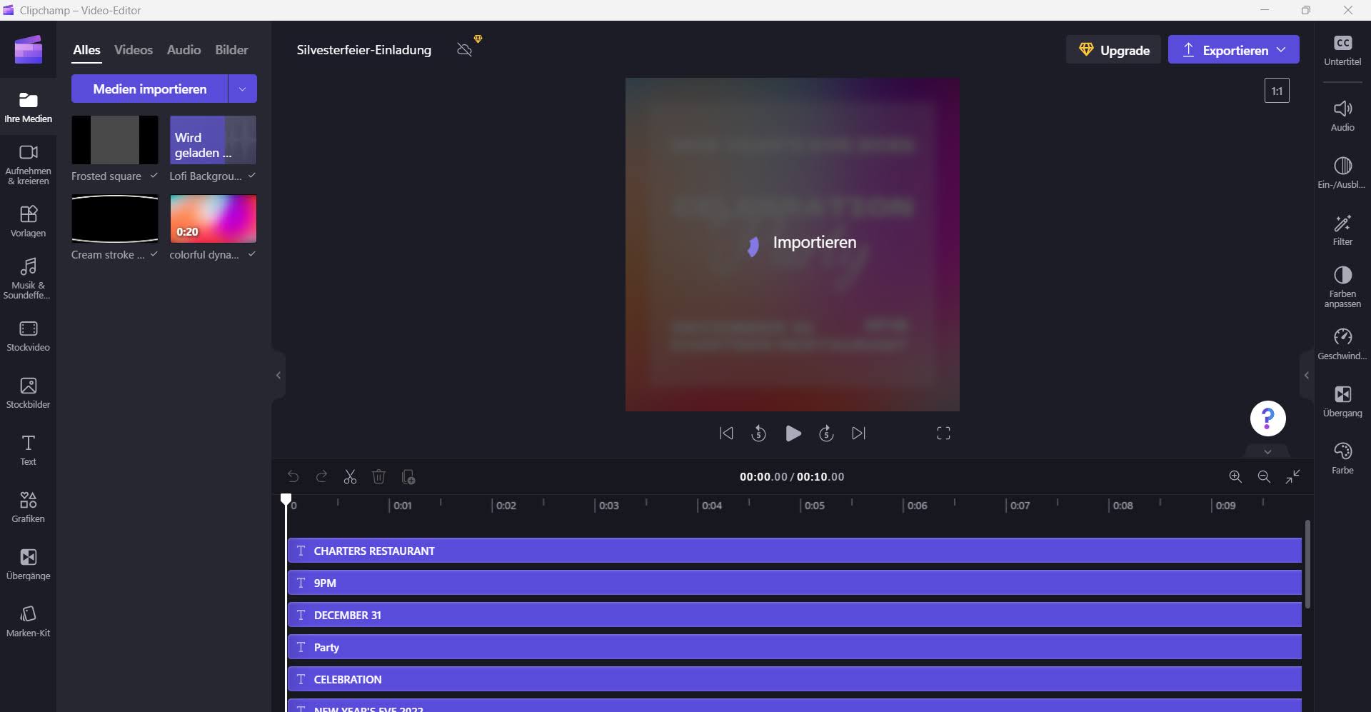 Beispiel der Silvesterfeier-Einladung