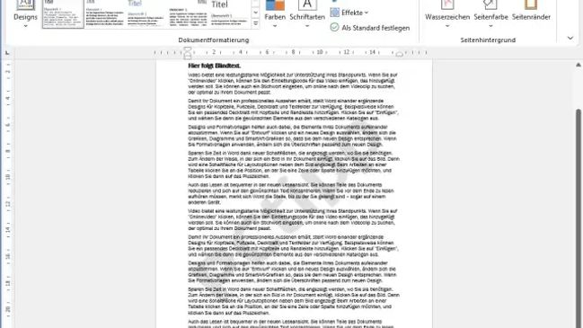Beispiel eines Word-Dokuments mit einem Text-Wasserzeichen