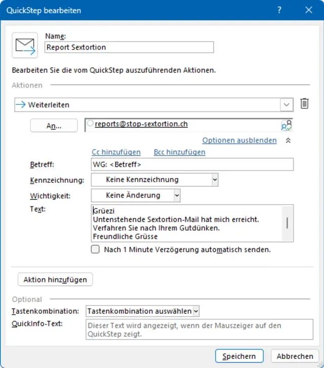 Screenshot zeigt die QuickStep-Einstellungen
