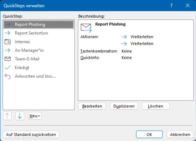 Screenshot zeigt: Der QuickStep enthält plötzlich zwei Weiterleitungen