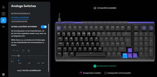 Alle wichtigen Gaming-Features für magnetische Schalter sind dabei