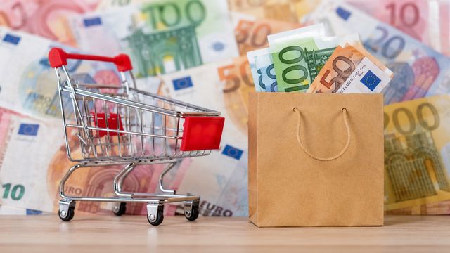 Einkaufswagen mit Geldscheinen
