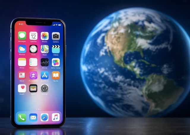 Smartphone mit Weltkugel