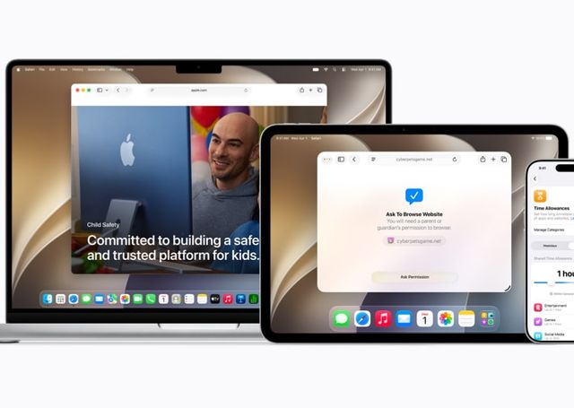 Beispiele zur Apple Kindersicherheit auf verschiedenen Geräten