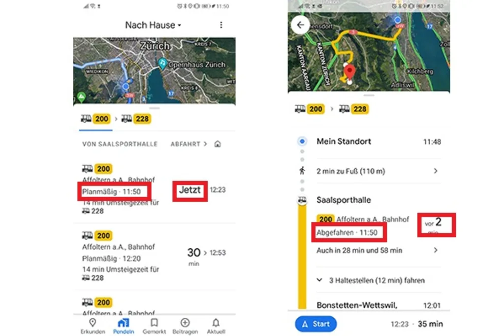 Echtzeit-Infos in der Maps-App auf dem Smartphone