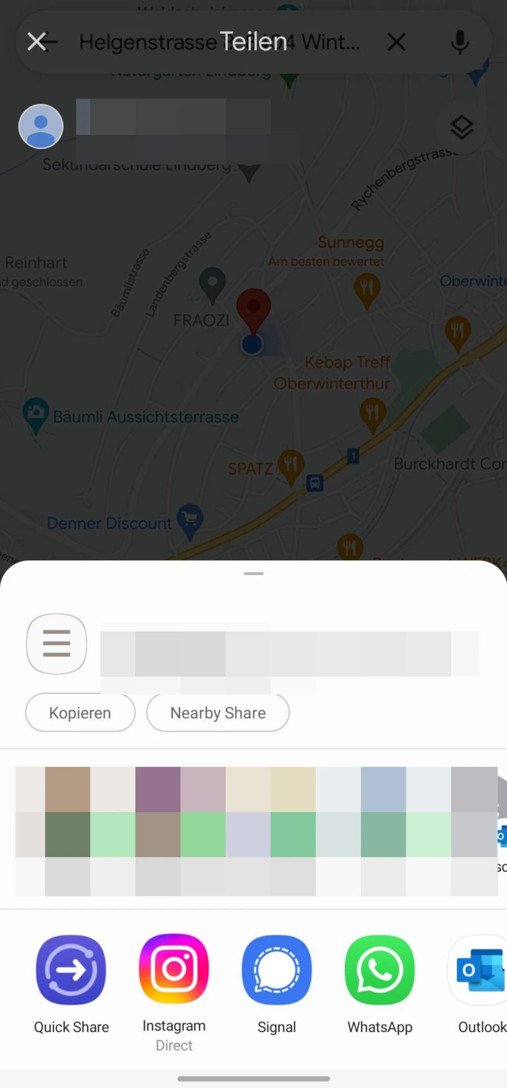 Live-Standort teilen auf dem Smartphone