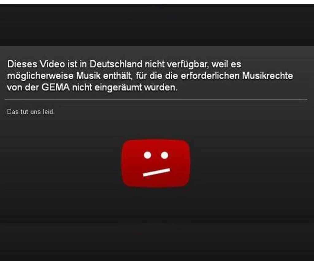 Screenshot einer GEMA-Meldung im Browser (