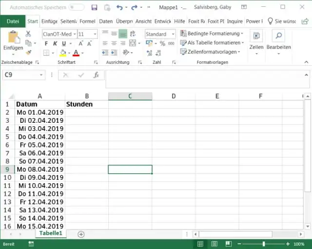 Die Kalenderdaten in der Spalte A enthalten auch noch die Wochenenden