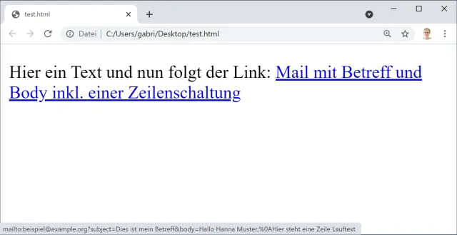 Screenshot Beispiel-Mailto-Link im Browser