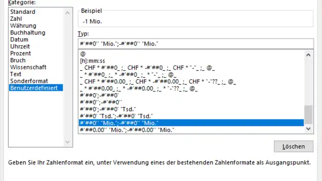 Screenshot Zellformat