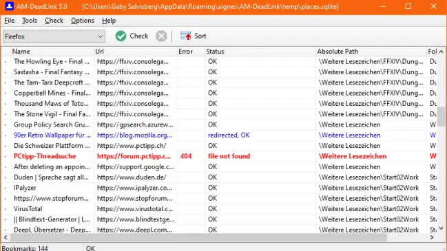 Screenshot AM-Deadlink