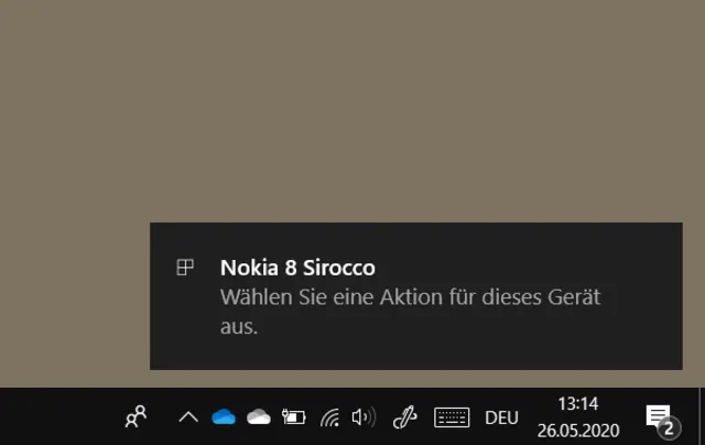 Die Benachrichtigung nach dem Anstöpseln des Smartphones