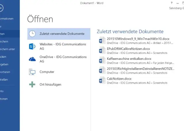 Der Öffnen-Dialog in Word