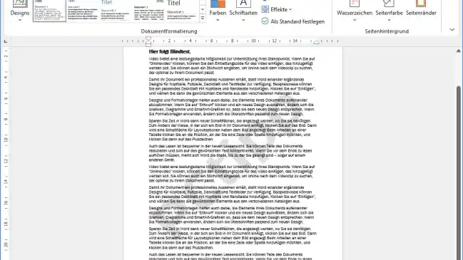 Beispiel eines Word-Dokuments mit einem Text-Wasserzeichen