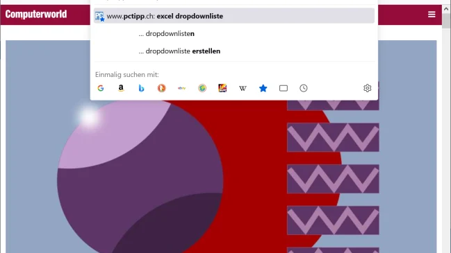 Screenshot: In der Adressleiste direkt beim PCtipp suchen
