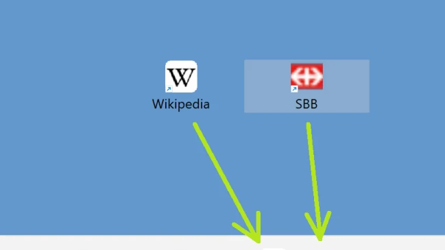 Beispiel zweier in der Taskleiste angehefteten Webseiten