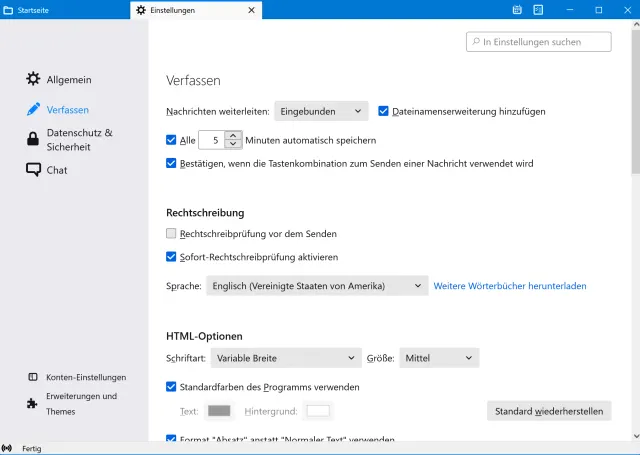 Die Spracheinstellungen von Thunderbird