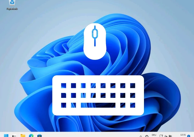 Piktogramm einer Maus und einer Tastatur auf einem Windows-11-Desktop