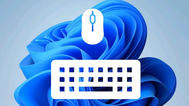 Piktogramm einer Maus und einer Tastatur auf einem Windows-11-Desktop