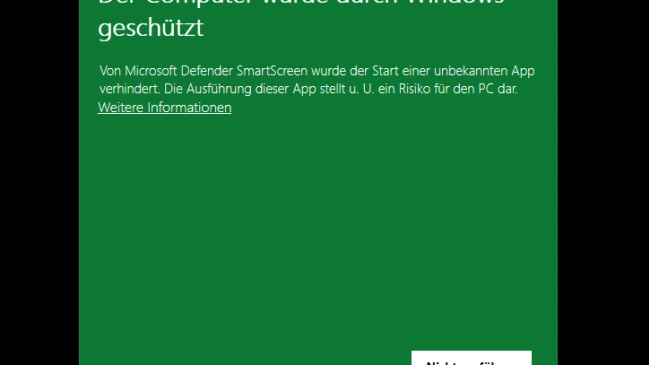 Die Meldung teilt mit, dass SmartScreen die Datei blockiert hat