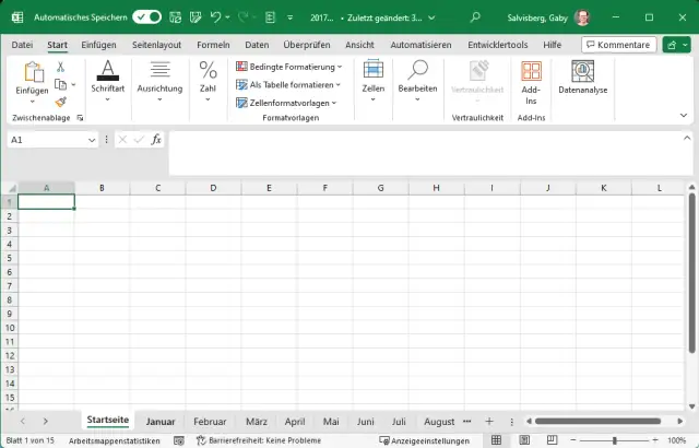 Excel-Tabelle mit mehreren Tabellenblättern