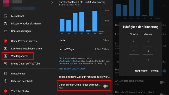 Screenshots zeigen den Weg zur beschriebenen Einstellung