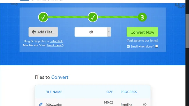 Screenshot der Zamzar.com-Webseite