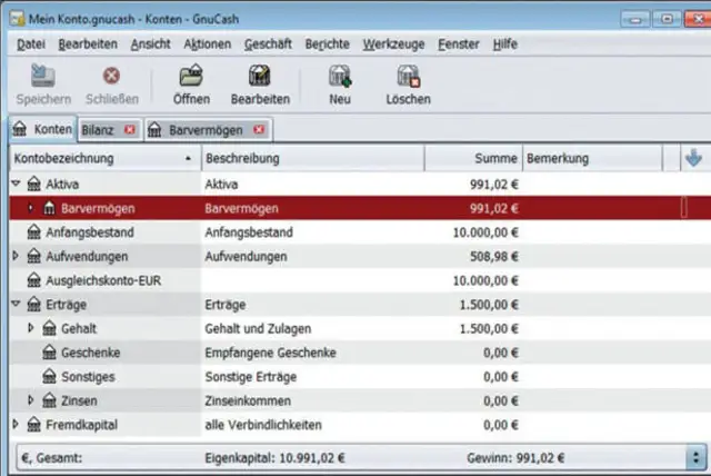 Screenshot von GnuCash