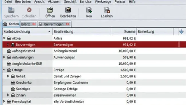 Screenshot von GnuCash
