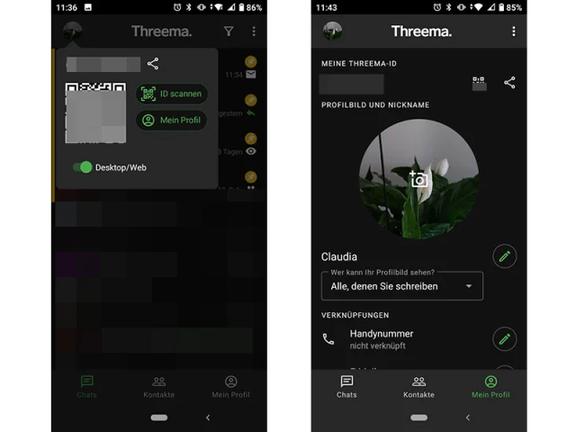 Screenshots aus Threema
