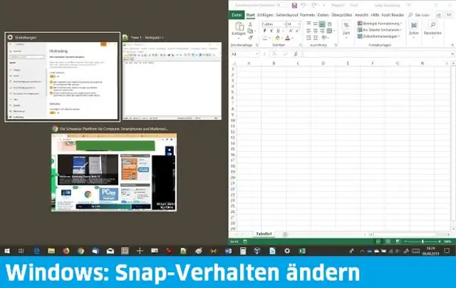 Screenshot Windows-Desktop mit gesnapptem Excel-Fenster