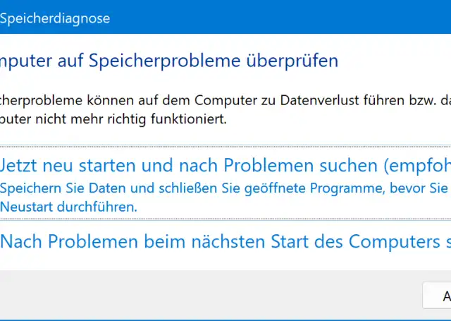 Die Speicherdiagnose unter Windows 11