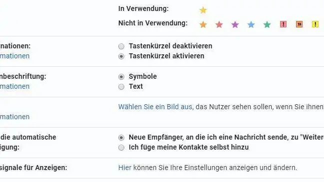 Screenshot der Einstellung zu Aktivieren von Tastenkürzeln