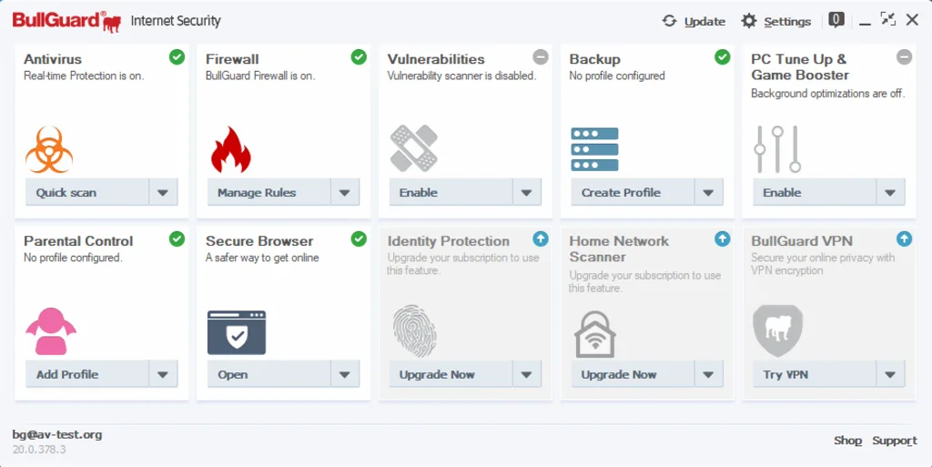 Screenshot BullGuard Internet Security