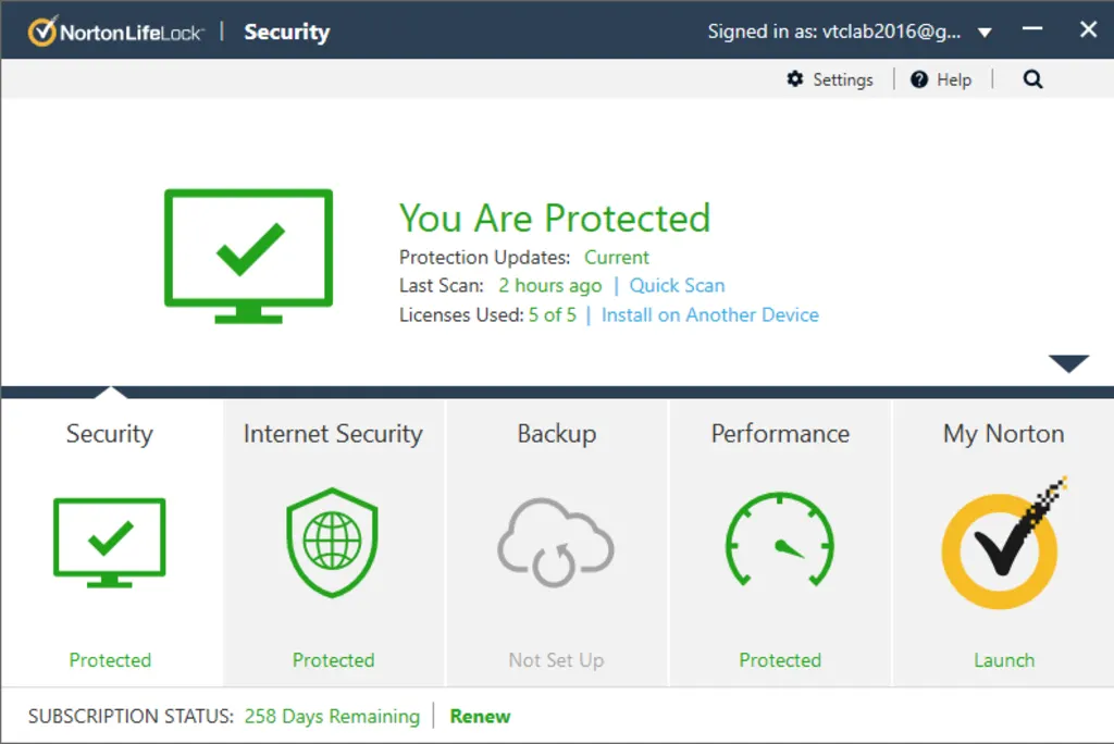 Screenshot Norton LifeLock 360