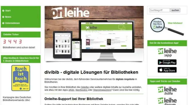 Die Onleihe-Webseite