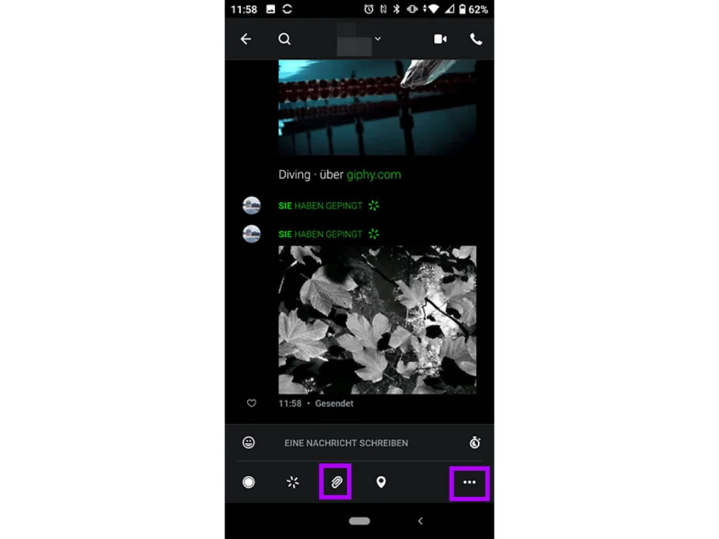 Screenshot: in Wire eine Datei anhängen