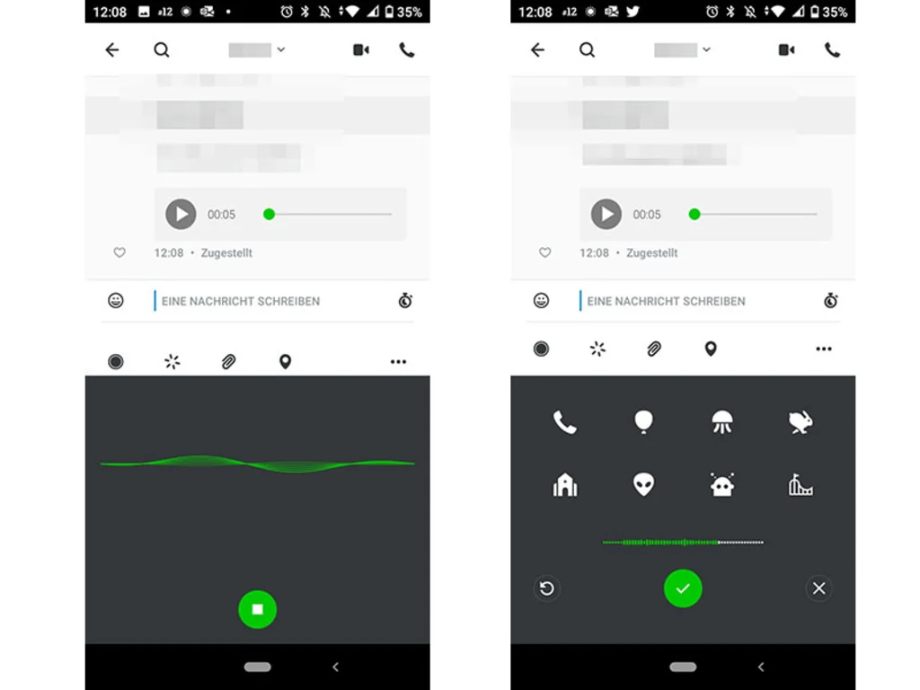 Screenshots Sprachnachrichten in Wire