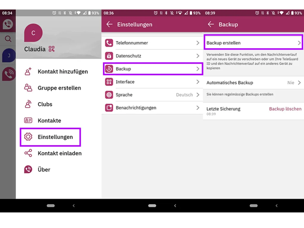 Screenshot TeleGuard-Backup