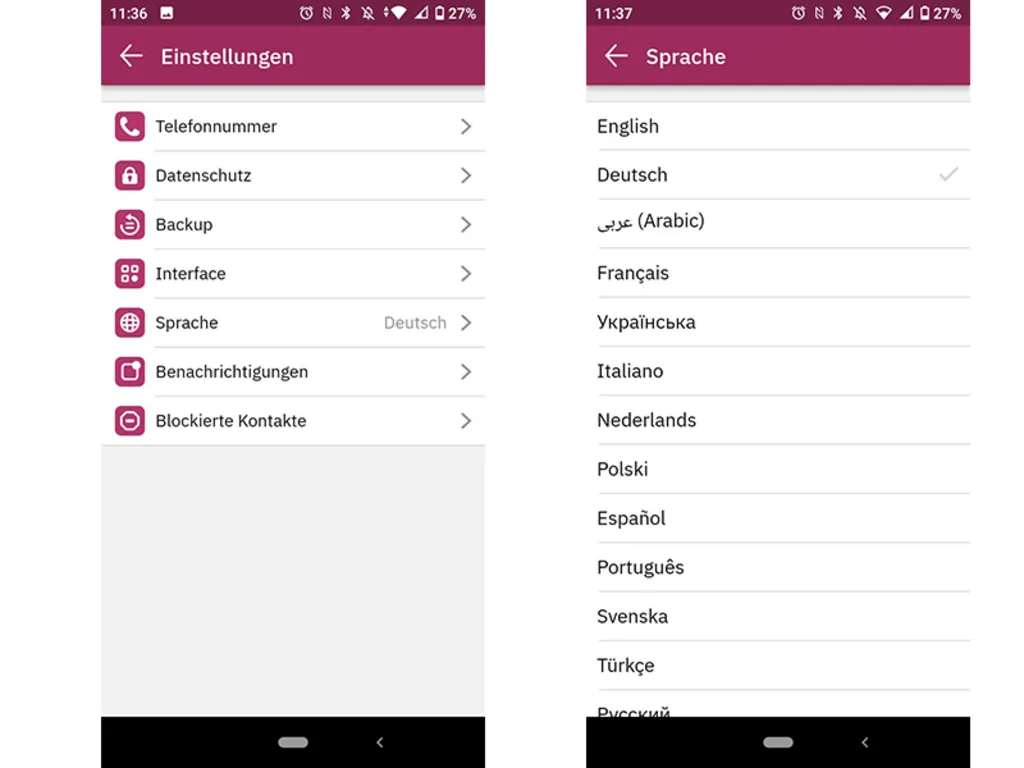 Screenshot TeleGuard-Einstellungen