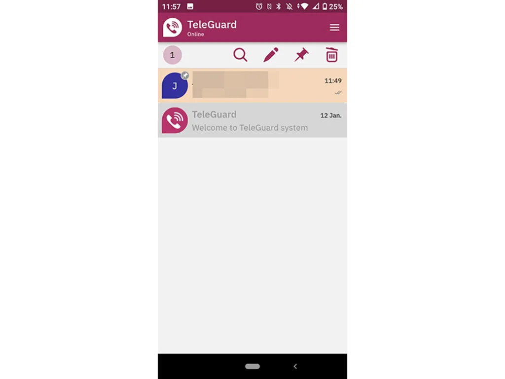 Screenshot TeleGuard Chat anpinnen