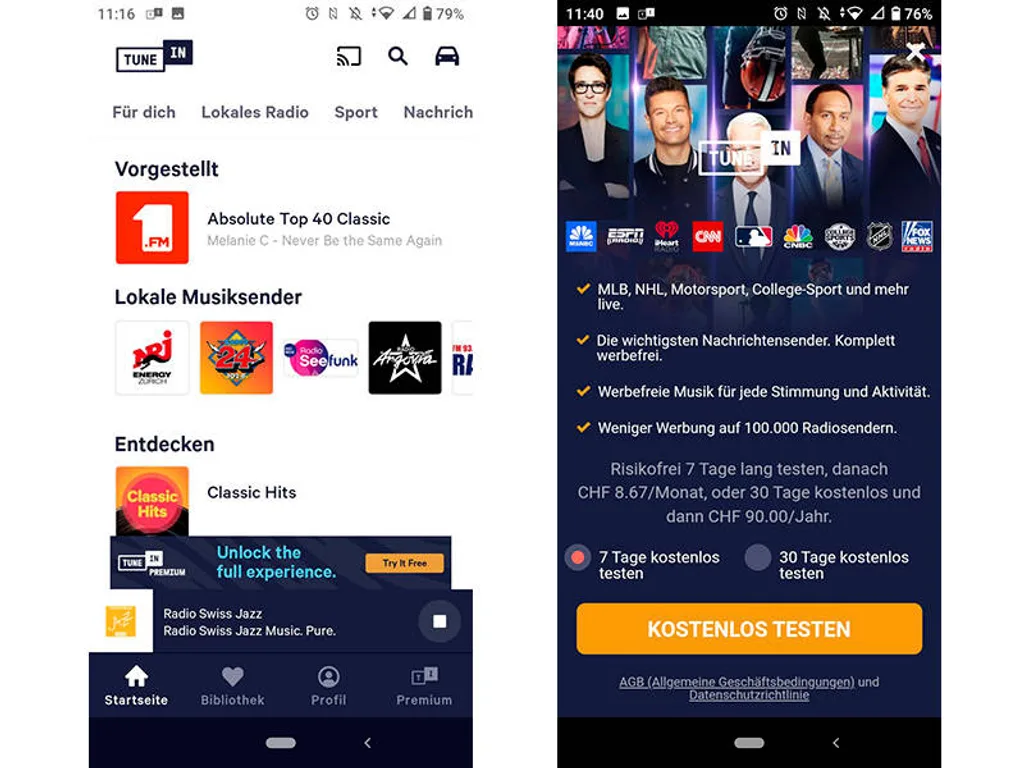 Screenshots Tune-In-App