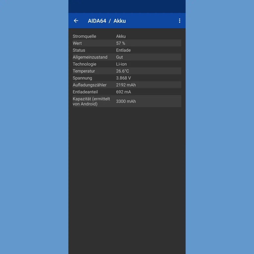 Akku-Infos in Aida64 für Android