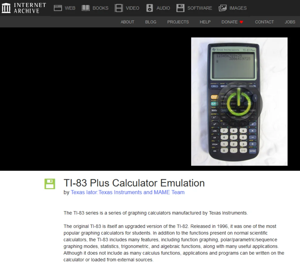 Beschreibung und Bild eines alten Taschenrechners auf archive.org